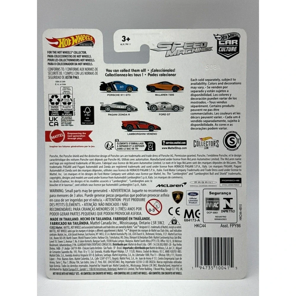 Hot Wheels Speed Machines Porsche 911 GT3 Diecast Car Scale Blue Metal New Chase
